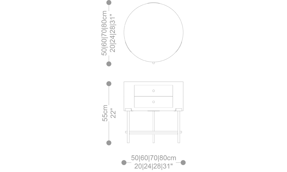 Image of the main dimensions of the product